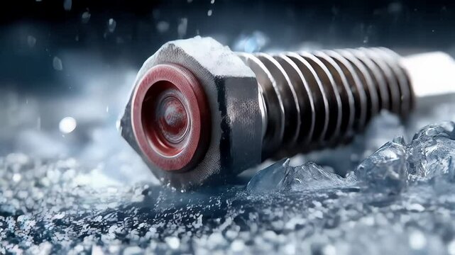Frozen Bolt Industrial Strength in Extreme Cold