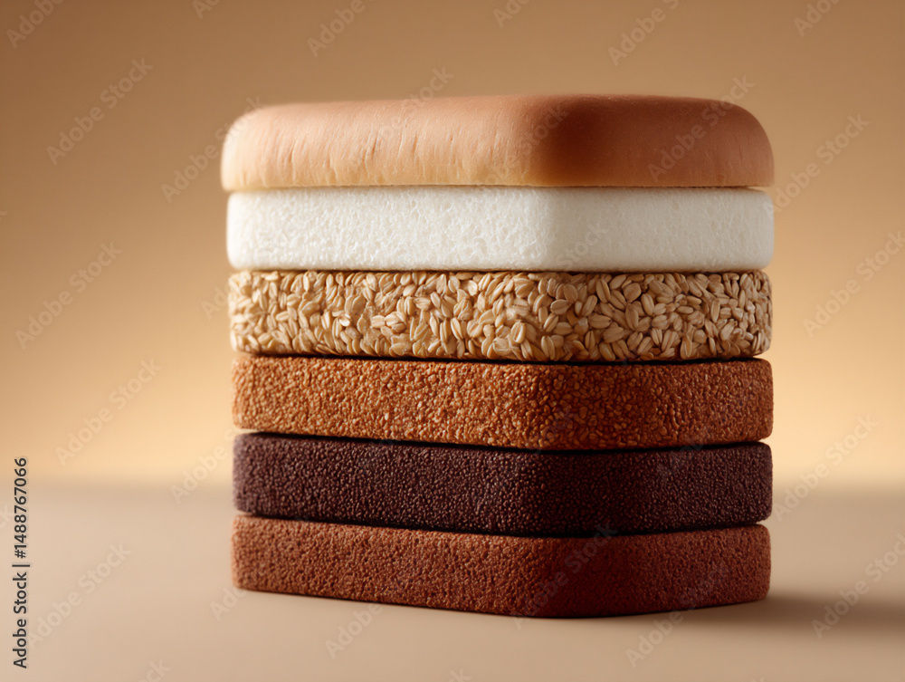 Poster a visual guide comparing different types of bread (sourdough, whole wheat
