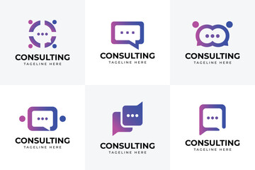 Set of Consult or Communication logo design concept, Consulting vector design template
