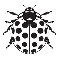 Ladybug silhouette line art vector illustration with a white background, ladybug icon, ladybug silhouette vector