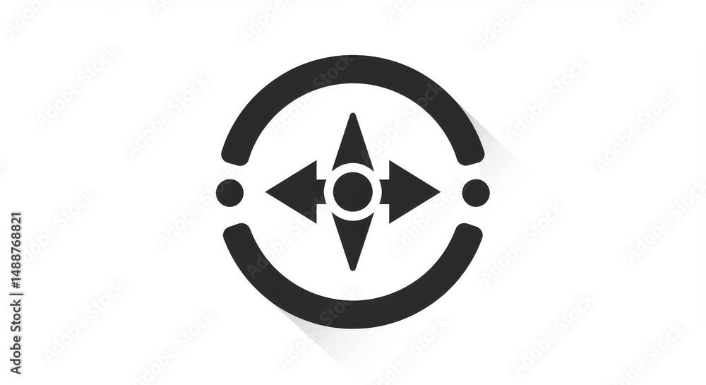 Poster shadowed glyphs axis view rotation - illustration of a circular glyph icon representing rotation, na