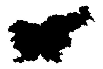 Vector map of Slovenia, Republic of, a country in Central Europe. Detailed black silhouette, isolated on white background.