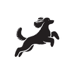 Labradoodle dog silhouette showcasing curly coat, friendly posture, playful and intelligent nature, medium-sized companion, loyal and affectionate pet, energetic, hypoallergenic breed, joyful and lovi