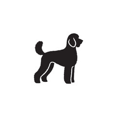 Labradoodle dog silhouette showcasing curly coat, friendly posture, playful and intelligent nature, medium-sized companion, loyal and affectionate pet, energetic, hypoallergenic breed, joyful and lovi