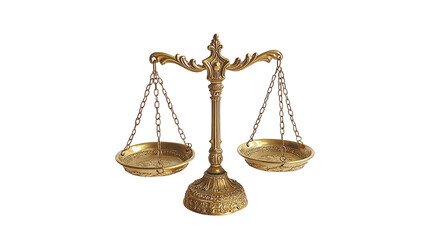 Golden scales of justice isolated on a white background , cut out