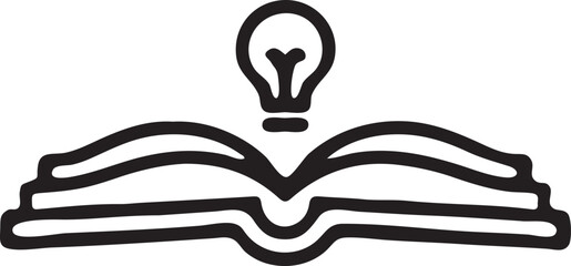 Bookstore or e-Learning Icon Open Book with  Lightbulb Symbol