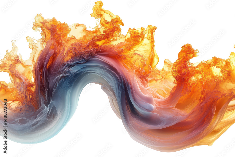Aufkleber abstract fluid swirl with vibrant orange, blue, and gray hues on a transparent background ideal for 