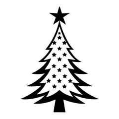 Obraz premium Black christmas tree silhouette design with transparent background for festive decoration