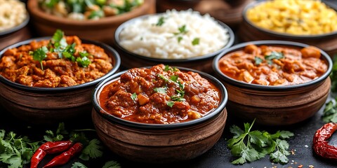 Delicious Indian Colorful Cuisine Platter 