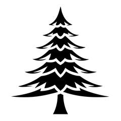 Obraz premium Black silhouette design of a spruce tree featuring artistic minimalism with transparency
