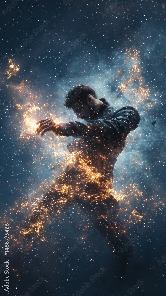 Poster cosmic dance of creation outer space digital art nebula dynamic perspective imagination unleashed