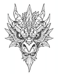 Majestic Dragon Head Art Coloring Page.