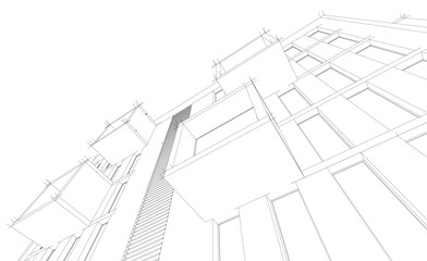 Abstract architectural building 3d rendering