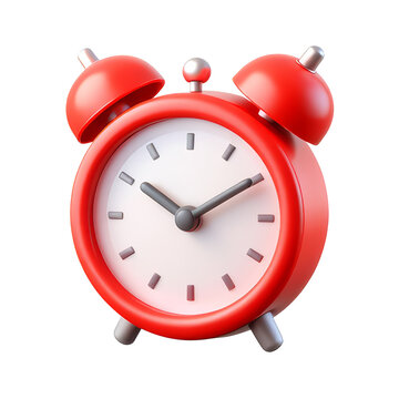 red alarm clock 3D Icon &ndash; Glossy Minimal Emoji Style, Isolated PNG object