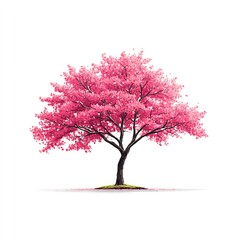 Obraz premium cherry blossom tree in full bloom on white background