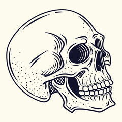 Adobe Illustrator Artwork Vintage hand drawn dotted skull Vector.