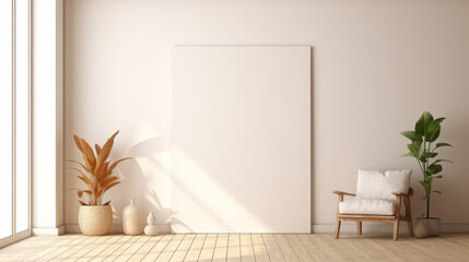 Scandinavian Poster Mockup With Plants