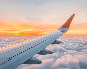 Obraz premium Sunset Flight Above Cloudscape.