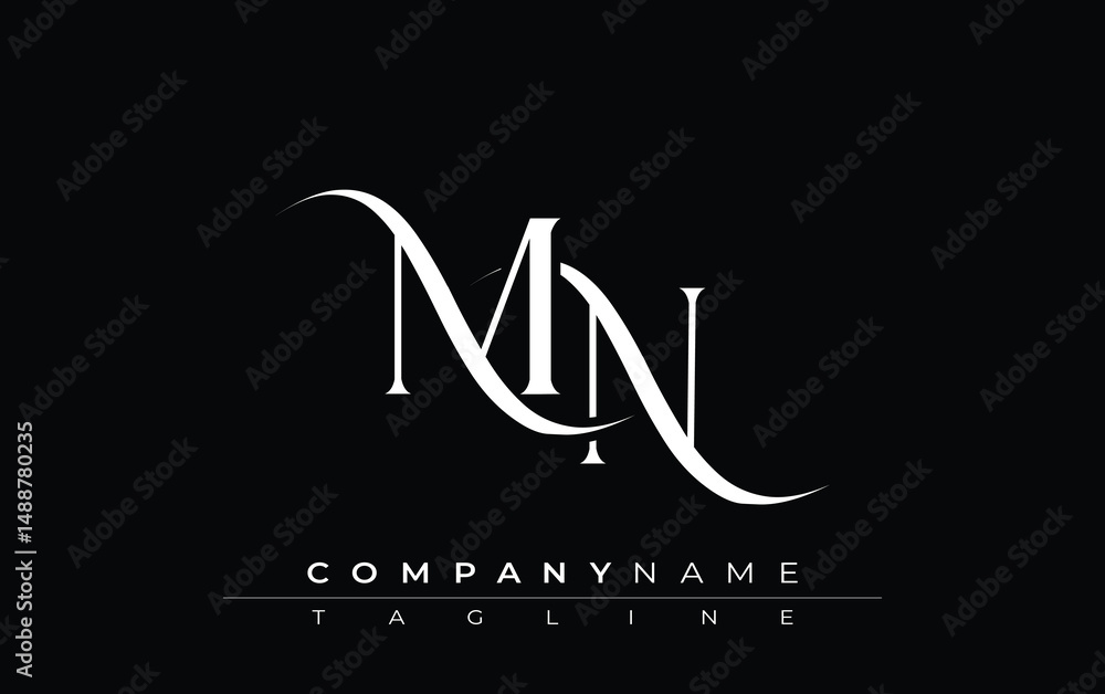Fototapete initial mn logo design vector. elegant monogram logo design with decorative elements and typography