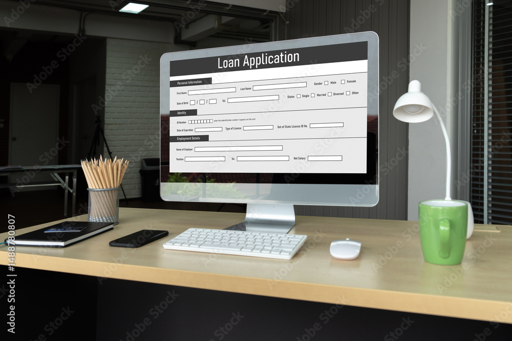 Poster online loan application form for modish digital information collection on the internet network