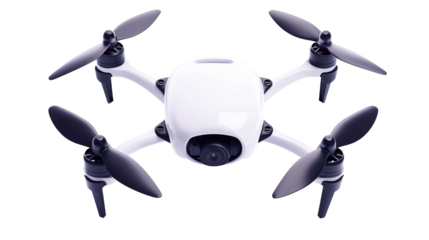 A small drone, flying in the air, small drone, floating in the air, small drone, a small drone floating in the air, a moment of a small drone flying in the sky, on a transparent backgrounds