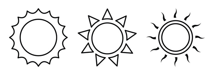 Sun icon. sun icon set. Sun Summer Illustration.