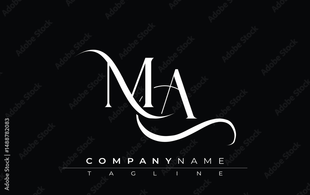 Fototapete initial ma logo design vector. elegant monogram logo design with decorative elements and typography