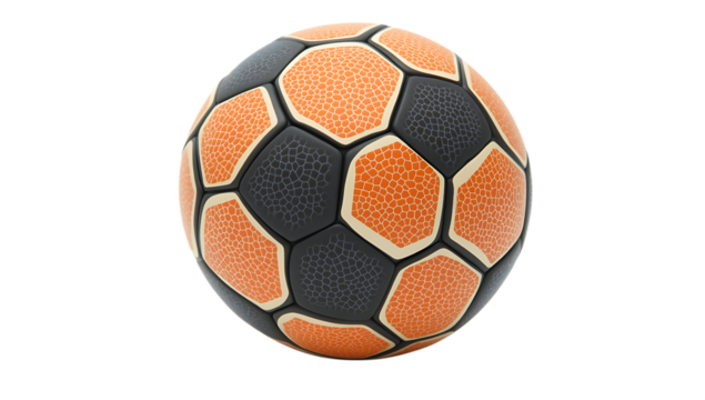 Orange and black hand ball close up studio shot