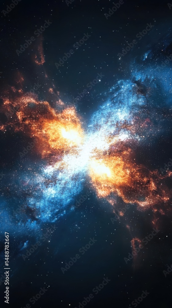 Aufkleber explosive nebula formation outer space digital art cosmic environment wide angle view galactic conce