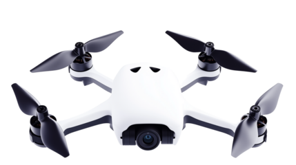 A small drone, flying in the air, small drone, floating in the air, small drone, a small drone floating in the air, a moment of a small drone flying in the sky, on a transparent backgrounds