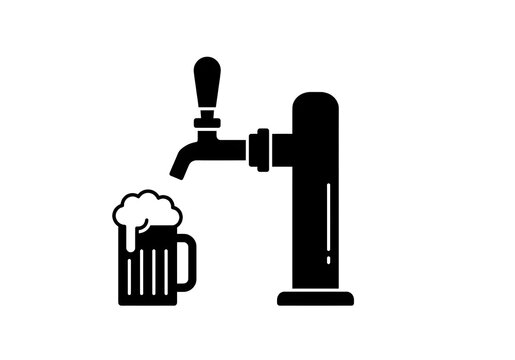 black beer tap pouring into mug clip art preview