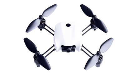 A small drone, flying in the air, small drone, floating in the air, small drone, a small drone floating in the air, a moment of a small drone flying in the sky, on a transparent backgrounds
