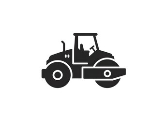 Fototapeta premium Silhouette of a Road Roller – Essential Construction Machinery
