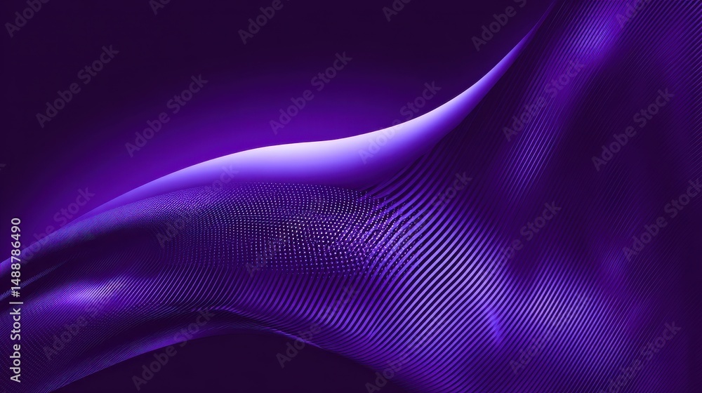 Poster abstract flowing curves with vibrant purple hues creating a smooth and elegant visual representation