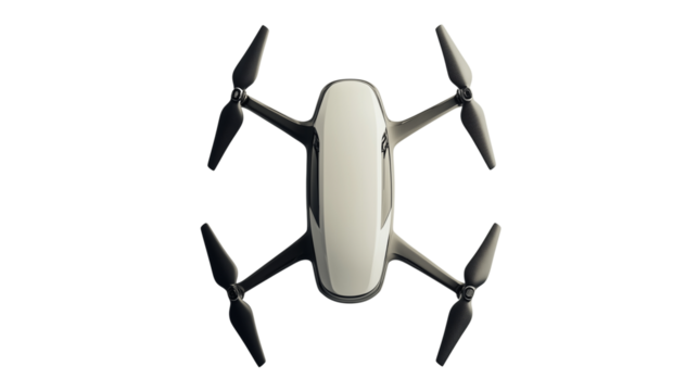 A small drone, flying in the air, small drone, floating in the air, small drone, a small drone floating in the air, a moment of a small drone flying in the sky, on a transparent backgrounds