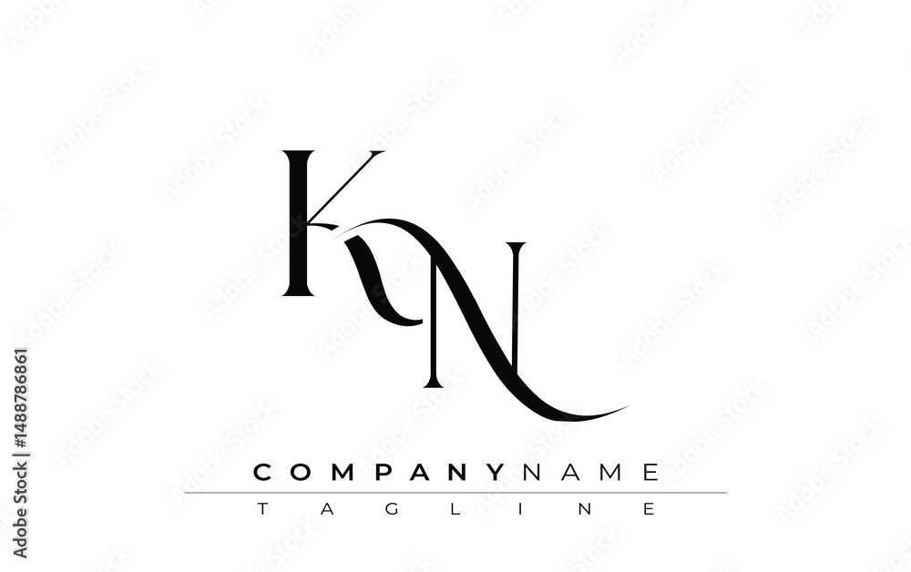 Fototapete initial kn logo design vector. elegant monogram logo design with decorative elements and typography