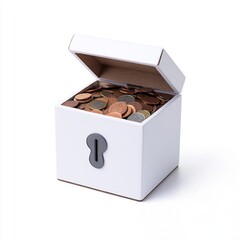 Zakat donation box with coins, charity and giving icon