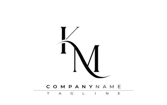 Initial KM Logo Design Vector. Elegant Monogram Logo Design with Decorative Elements and Typography