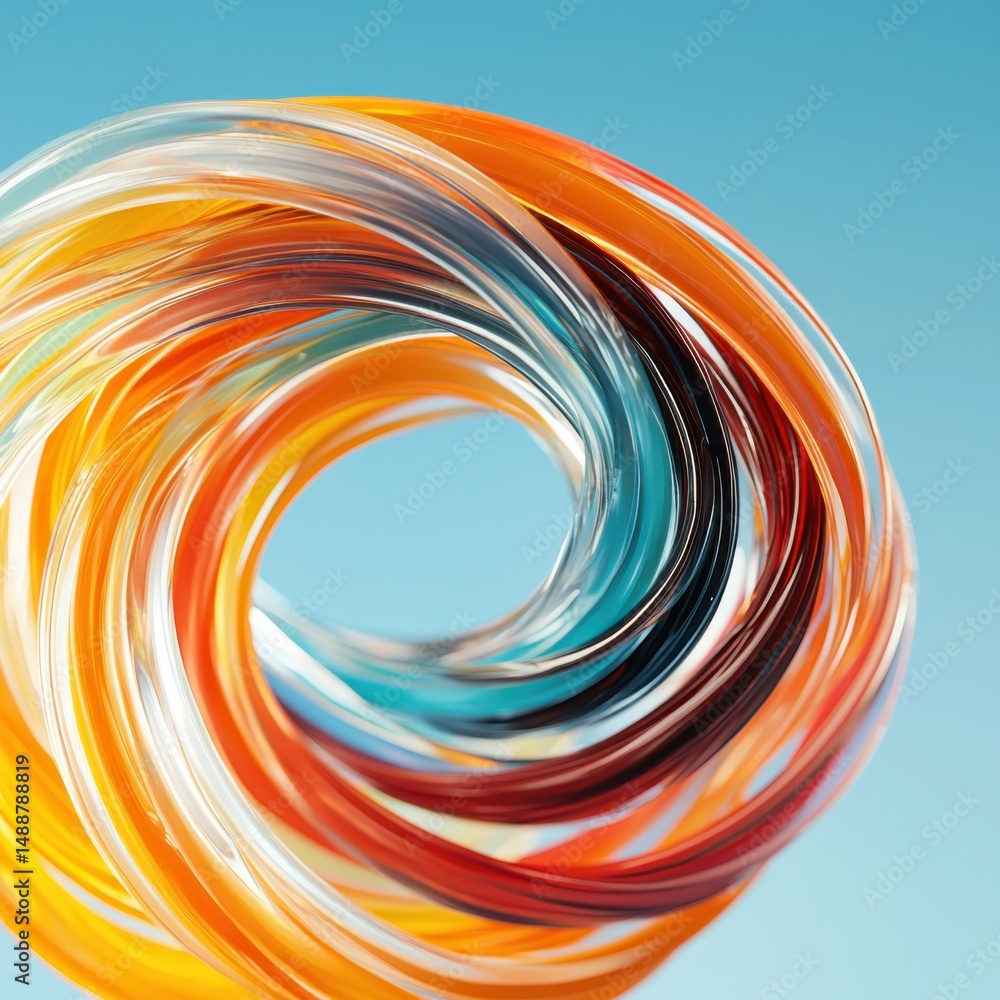 Poster dynamic swirl of colorful threads studio abstract art bright environment close-up view creative conc