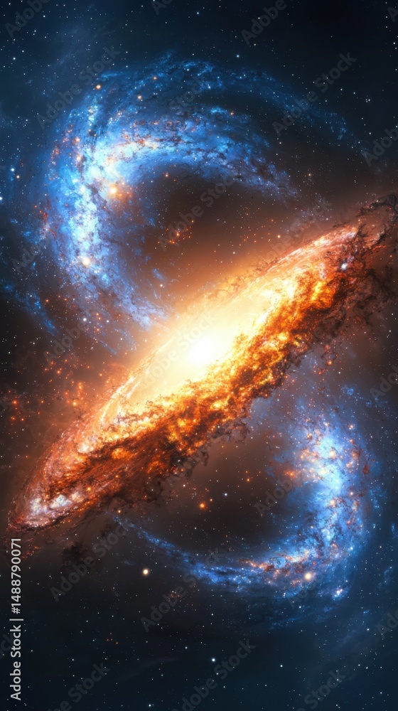 Poster cosmic explosion of a galaxy outer space digital art vibrant colors celestial view universal concept