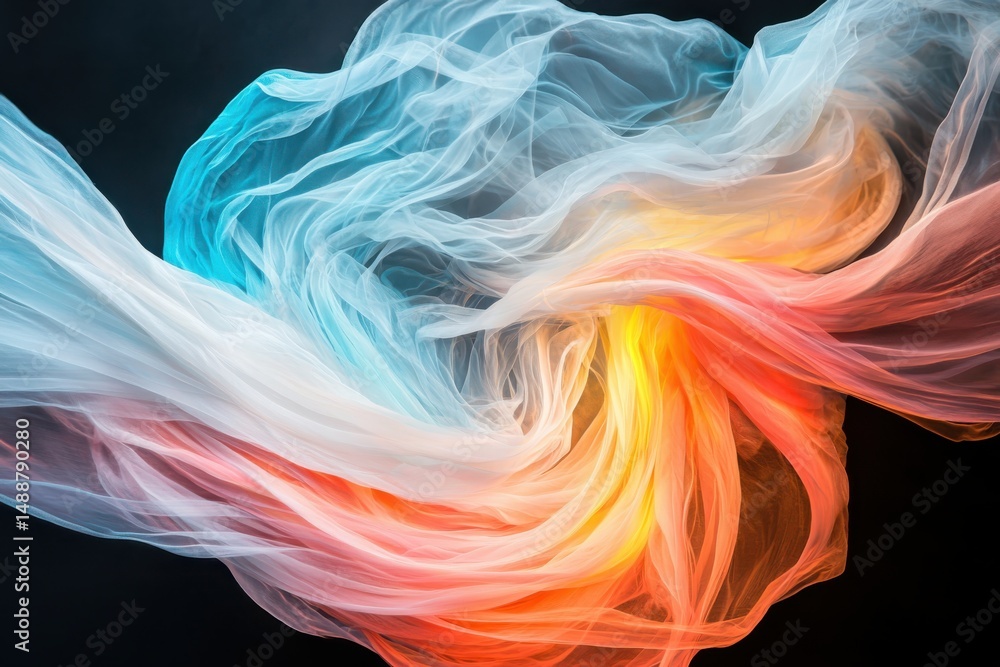 Poster flowing fabric colors in motion abstract art vibrant background artistic environment dynamic viewpoi