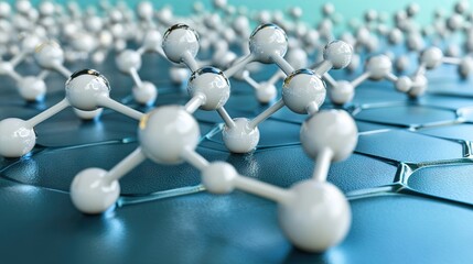 3D illustration of interconnected molecular structures.