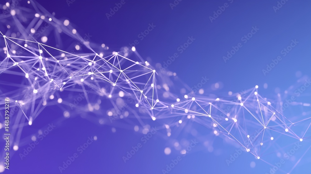 Poster digital network: an illustration of an intricate digital network of interconnected nodes and lines, 