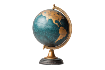 Classic vintage globe with a wooden base showcasing continents and oceans in a neutral color palette perfect for educational or decorative purposes