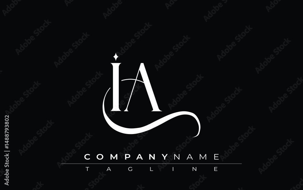 Poster initial ia logo design vector. elegant monogram logo design with decorative elements and typography