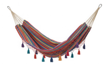Colorful hammock relaxation object isolated on transparent background