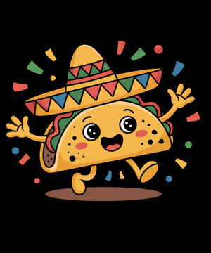Naklejki Fiesta Taco Sombrero Cute Cinco de Mayo Party Humor