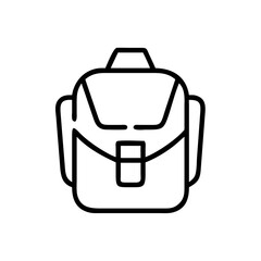 Backpack icon with simple design on white background with copy space