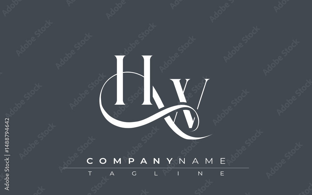 Fototapete initial hw logo design vector. elegant monogram logo design with decorative elements and typography
