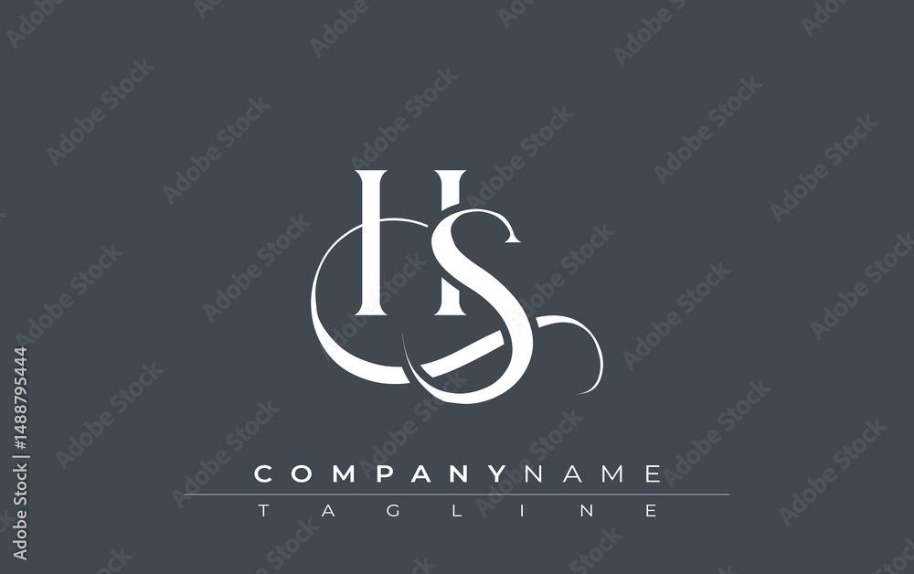 Fototapete initial hs logo design vector. elegant monogram logo design with decorative elements and typography